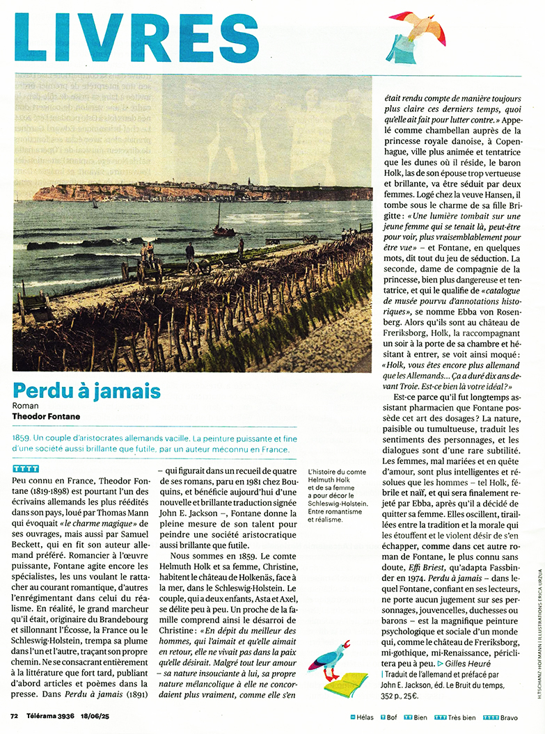  Télérama - Nos 36 livres coups de cœur pour l’été 2025 - “Perdu à jamais”, de Theodor Fontane